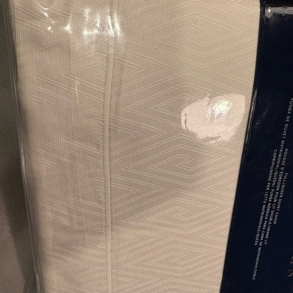 RALPH LAUREN Hayden Queen Tan White Geometric Patterned Duvet Cover NWT $500